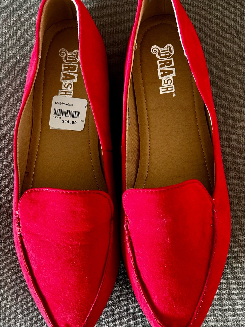 Brash Red Suede Pointed-Toe Loafers